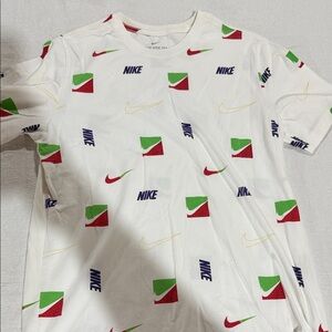Nike White T-Shirt with Multicolor Graphic Accents